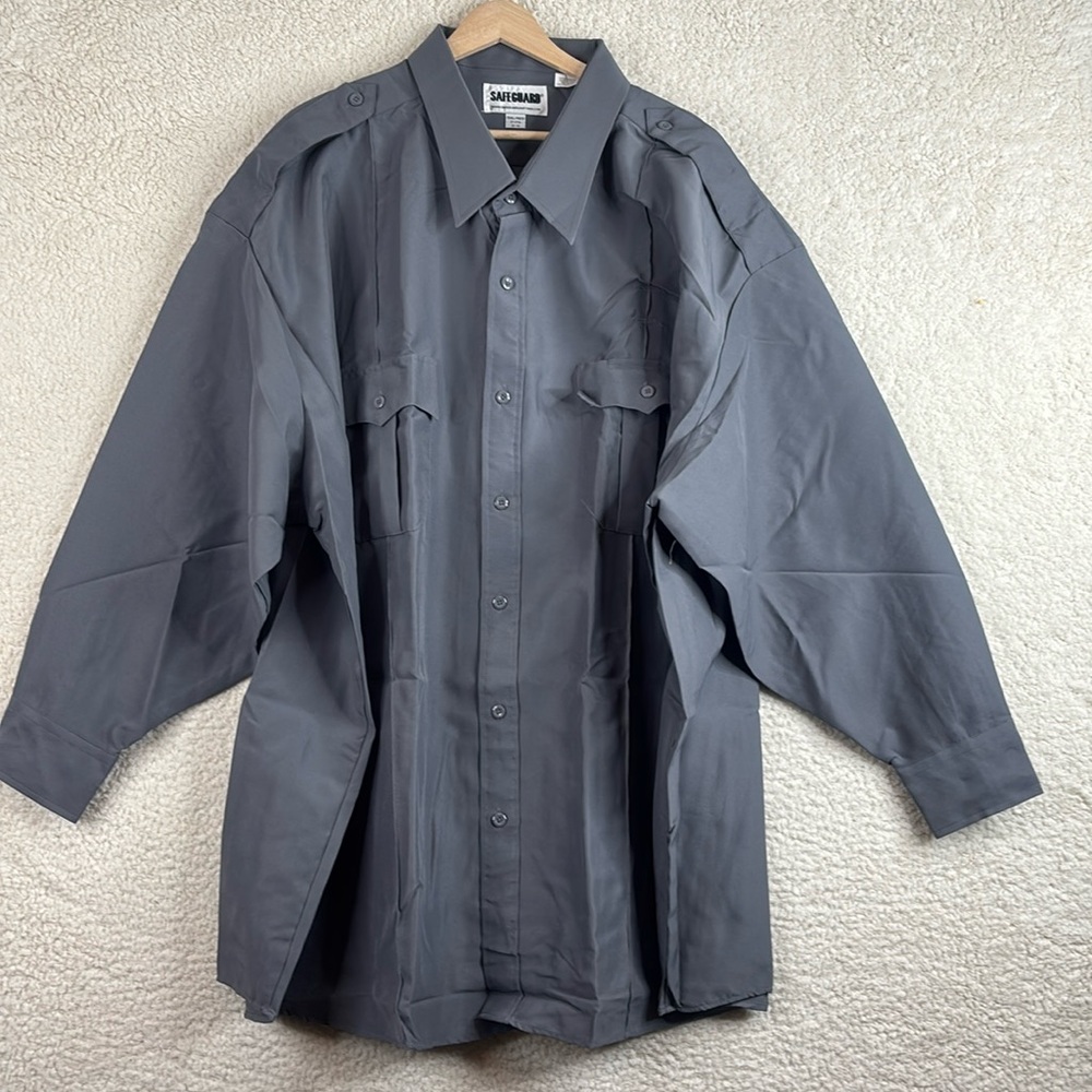 NWT Safeguard Mens Dark Gray Security Guard Long Sleeve Uniform Shirt Size 5XL